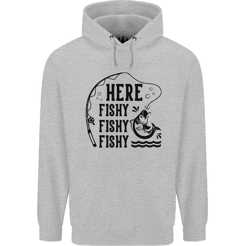 Price Slash Here Fishy Fishy Funny Fishing Fisherman Mens 80% Cotton Hoodie