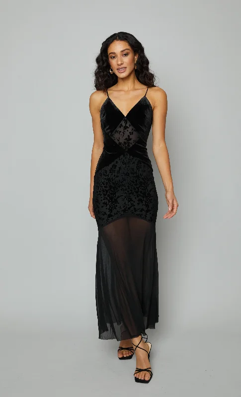 Lowest Prices Black Burnout Panelled Maxi Dress