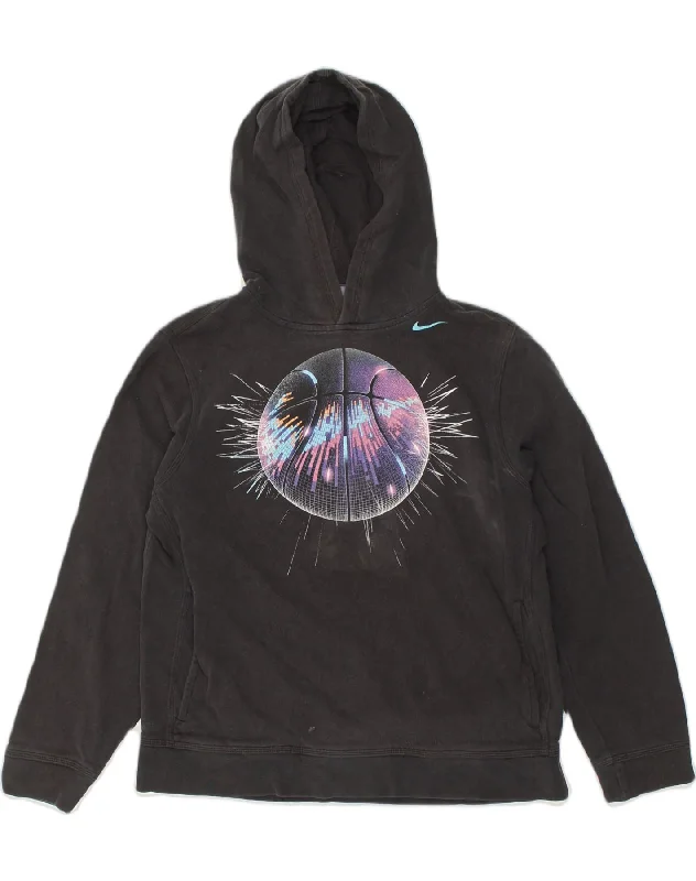 Shop and Save NIKE Womens Graphic Hoodie Jumper UK 18 XL Black Cotton