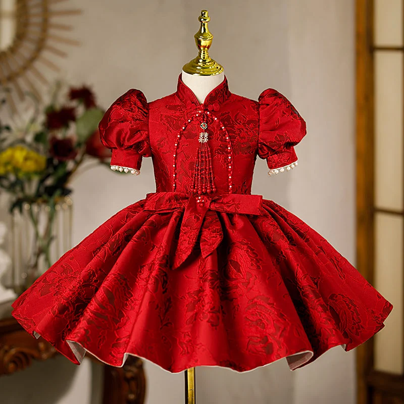 Fantastic Deals Girl Christmas Dress Little Girl Dress Toddler Retro Red Printed Stand Collar Formal Party Princess Dress Fantastic Deals Girl Christmas Dress Little Girl Dress Toddler Retro Red Printed Stand Collar Formal Party Princess Dress