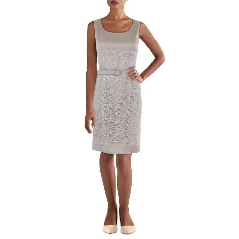 Discount Deals Jessica Howard Womens Metallic Lace Sleeveless Cocktail Dress