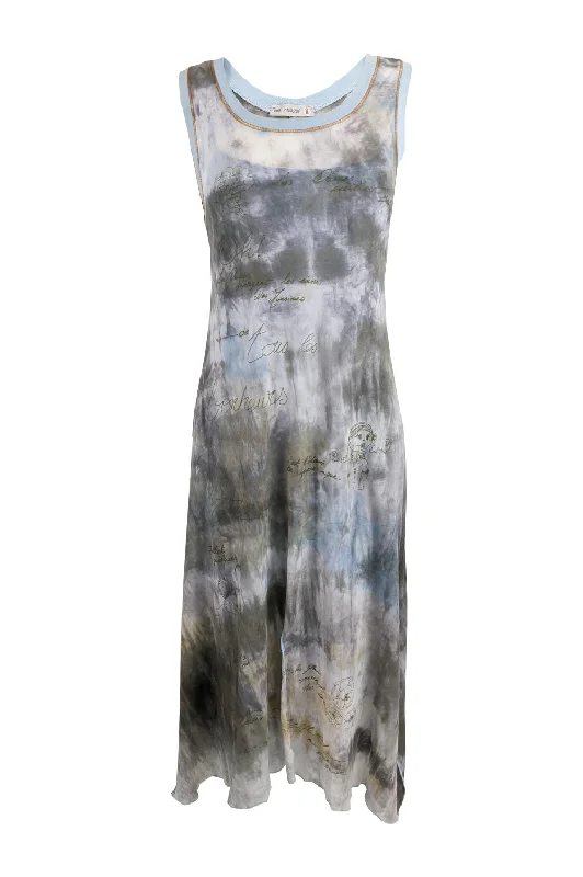 Epic Deals Cop Copine Vintage Mesh Two Piece Tie Dye Print Slip Dress, 1990s
