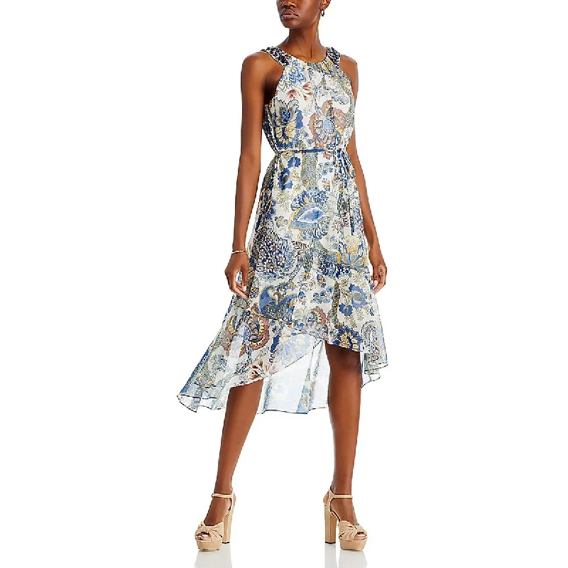 Limited Stock Kobi Halperin Womens Printed Beaded Halter Dress
