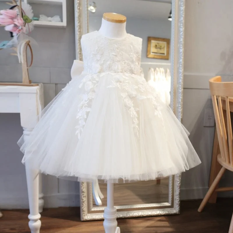Today Only Baptism Dresses Baby Girl White Flower Girl Dress Fluffy Formal Princess Dress