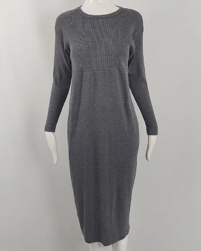 Lowest Price Joseph Tricot Vintage Grey Ribbed Knit Long Sleeve Dress