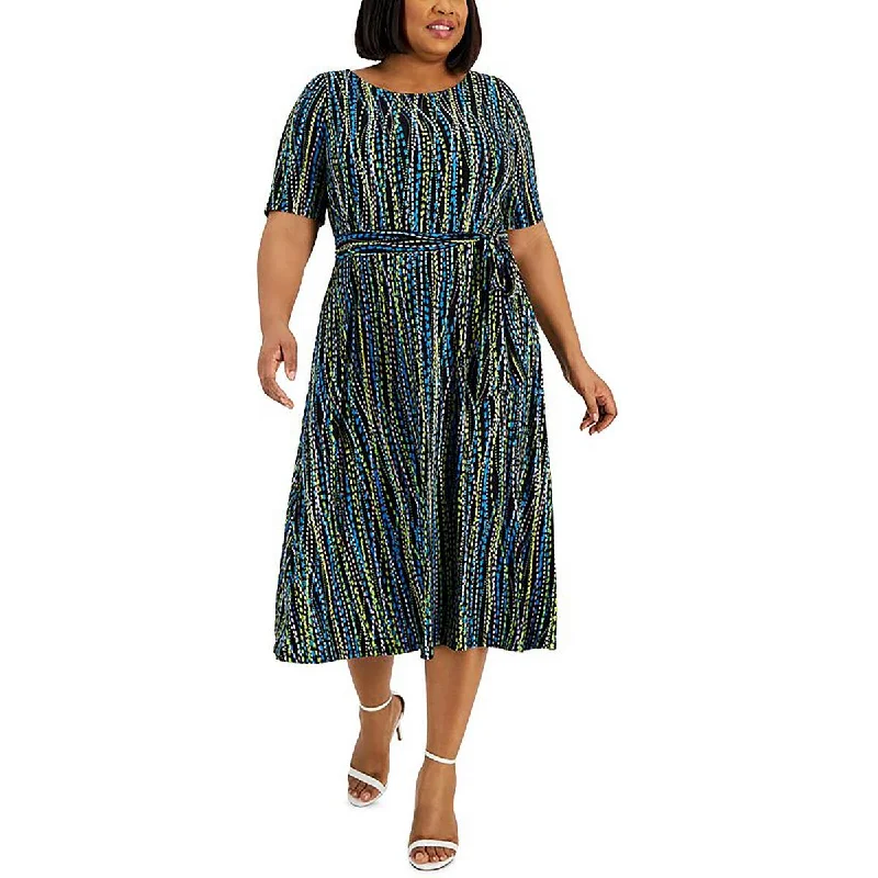 Hot Deal Kasper Womens Plus Printed Belted Sheath Dress