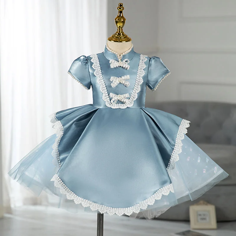 Limited Time Offer Flower Girl Dress Toddler Princess Dress Elegant Lace Bow Puffy Formal Birthday Party Dress
