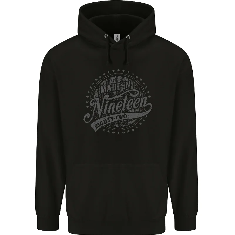 New Arrival Distressed 42nd Birthday Made In 1982 Mens 80% Cotton Hoodie Black