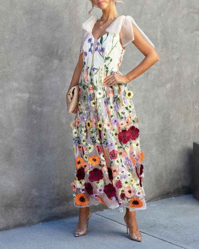 Closeout Wish Upon A Dream Floral Applique Midi Dress