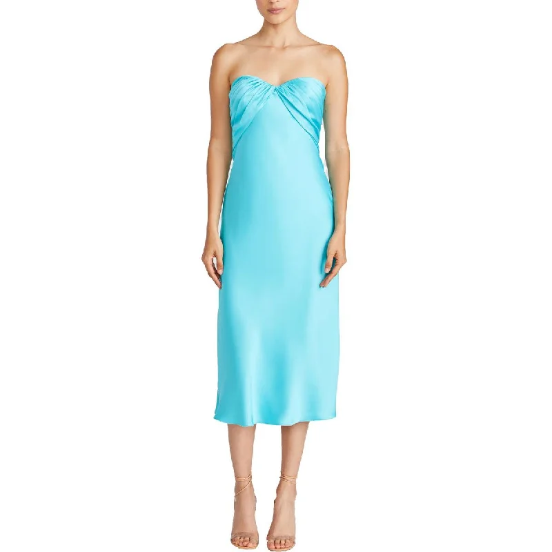 ML Monique Lhuillier Womens Satin Mid Calf Evening Dress