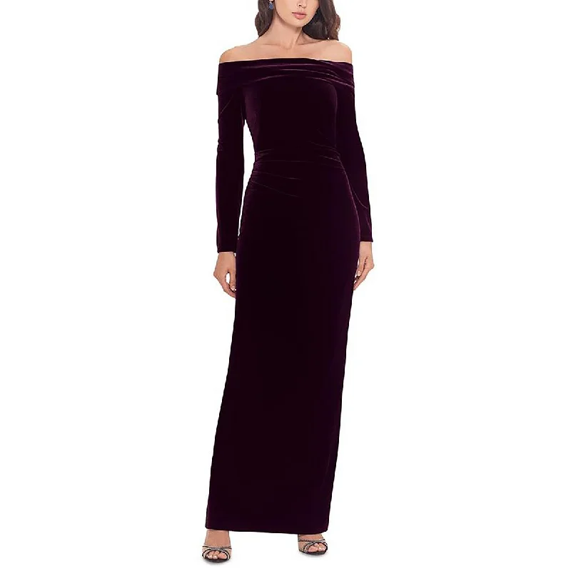 X by Xscape Womens Full Length Off-The-Shoulder Evening Dress