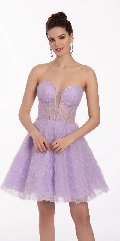 Clearance Items Sweetheart Corset Fit and Flare Lace Up Dress with Rosettes