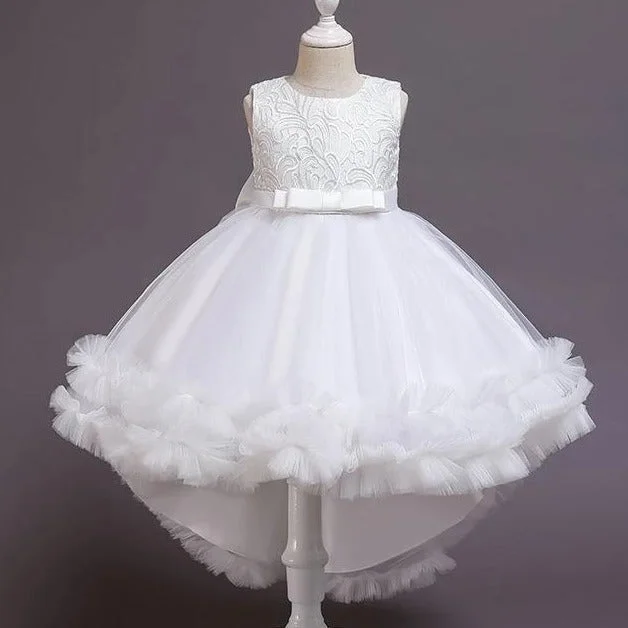 Time-Limited Offer First Communion Dress Girl Round Neck Embroidered Puffy Pageant Princess Dress
