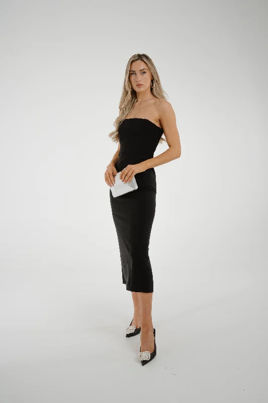YEAR-End Clearance Pia Strapless Midi Dress In Black