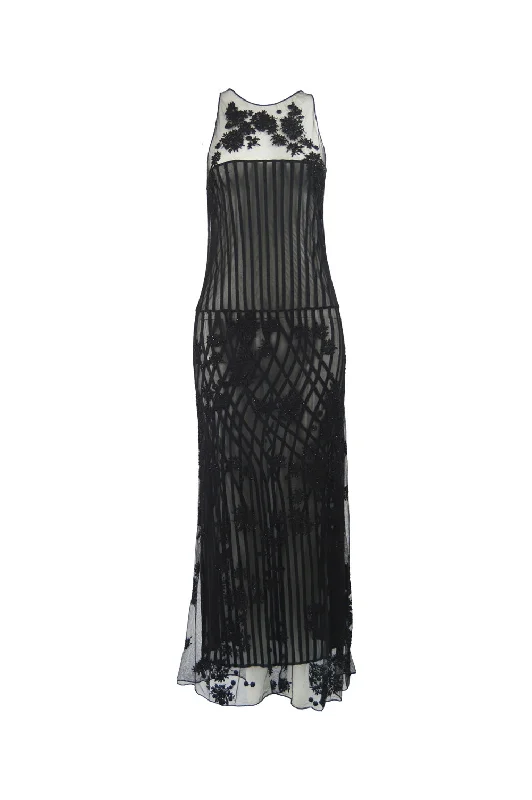 New Deals Vintage Embroidered & Beaded Sheer Silk Dress, A/W 1997