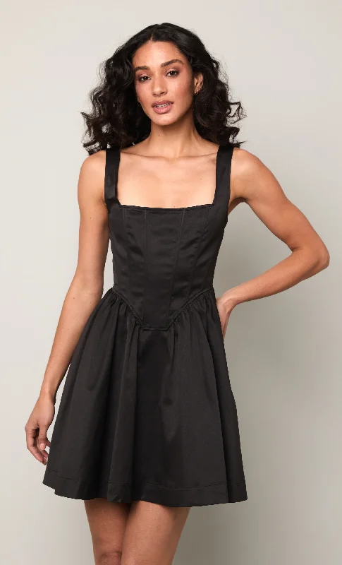 Early Bird Discount Black Corset Tiered Mini Dress