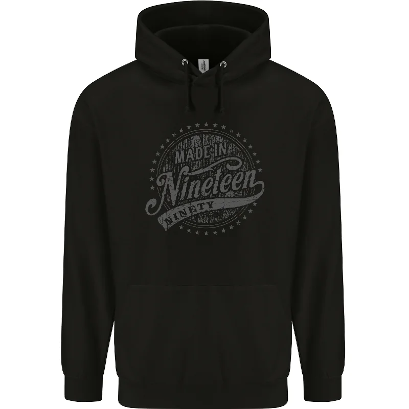 New Deals Distressed 34th Birthday Made In 1990 Mens 80% Cotton Hoodie Black