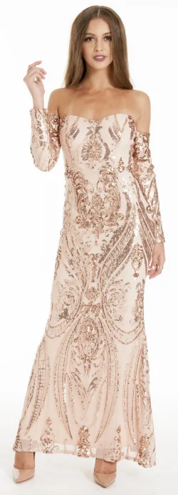 Exclusive Preview Camilla Gold Sequin Gown