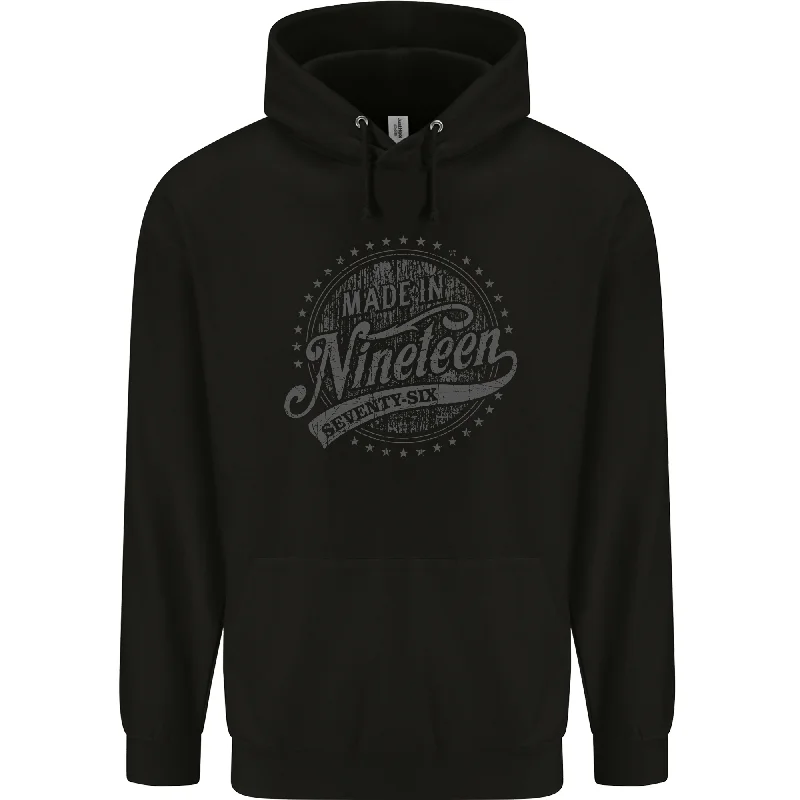Don’t Miss Out Distressed 48th Birthday Made In 1976 Mens 80% Cotton Hoodie Black