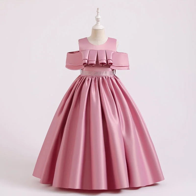 Unbeatable Prices Flower Girl Dress Children Elegant Summer Off Shoulder Beaded Birthday Princess Party Dress