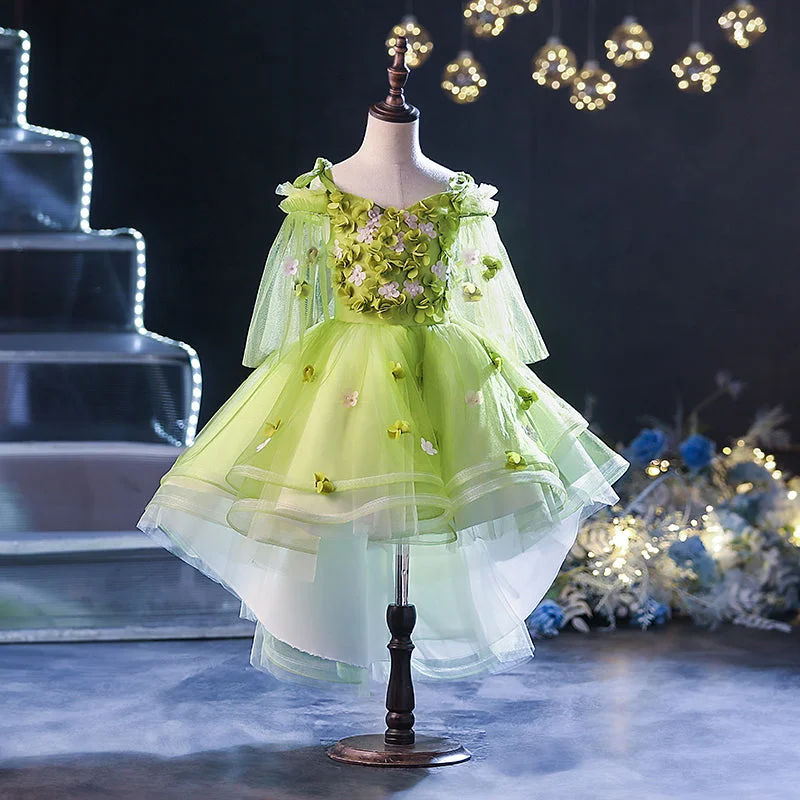 Green (one-shoulder short in front and long in the back)