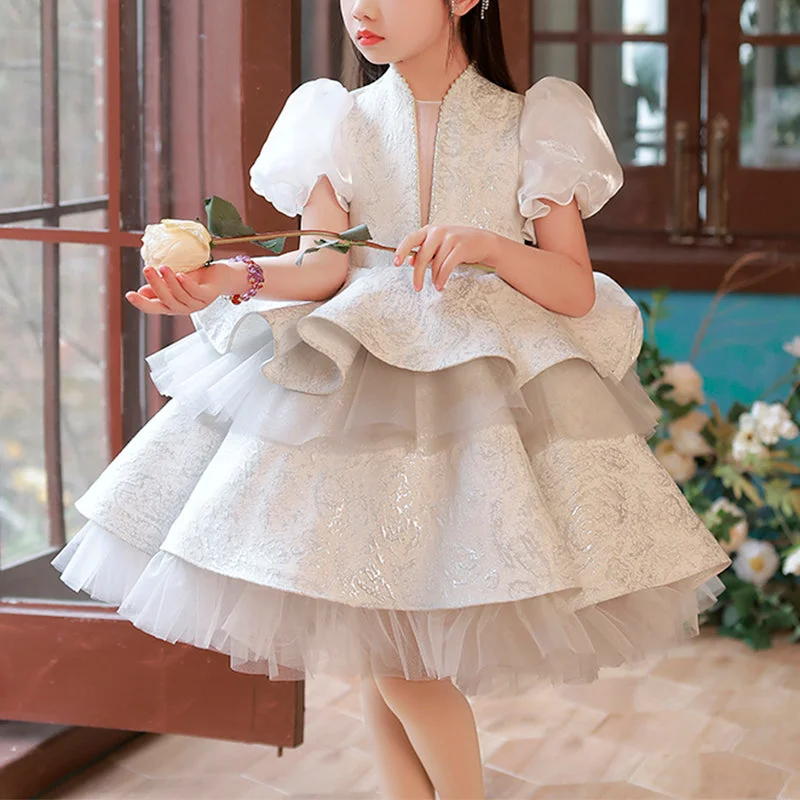 Flash Sale Girl Birthday Party Dress  Toddler Summer White Flower Girl Dresses