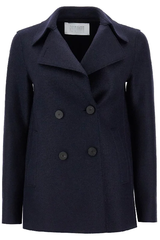Lowest Prices Double-breasted Wool Pressed Caban  - Blue