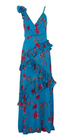 Stock Clearance Blue Floral Frill Dress