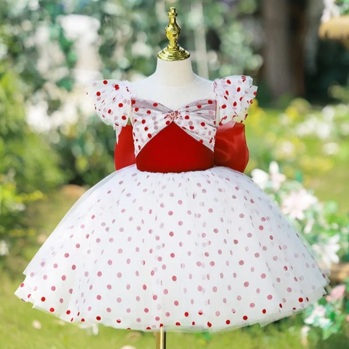 Don't Wait Baby Girl Dress Toddler Polka Dots Garden Wedding Communion Party Princess Dress