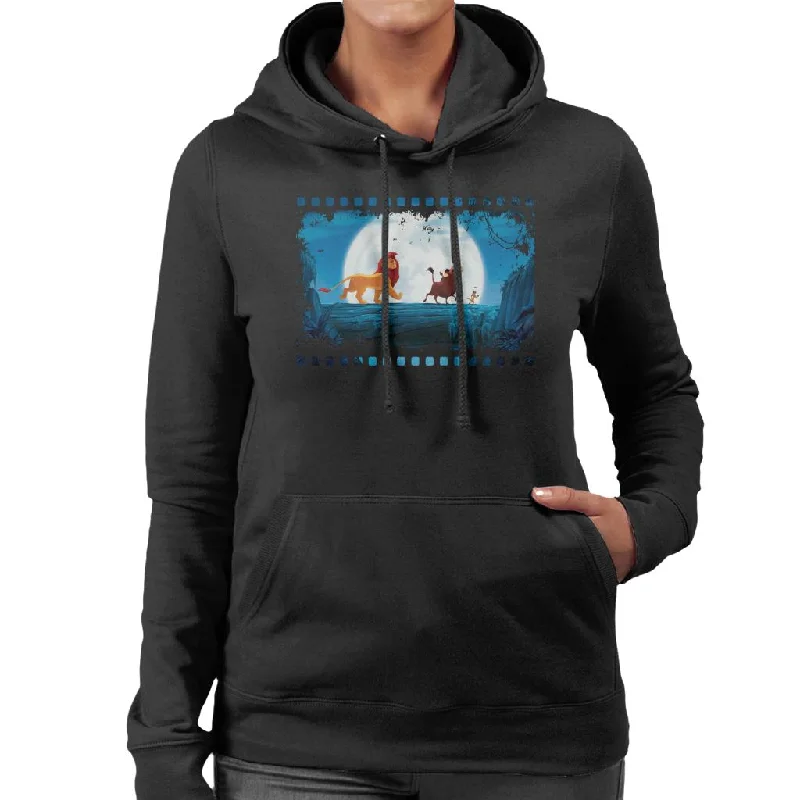 Time-Limited Offer Disney The Lion King Simba Timon Pumbaa Film Strip Women's Hooded Sweatshirt