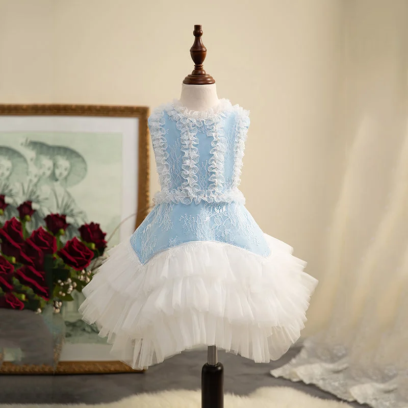 Unbeatable Prices Girl Summer Dress Flower Girl Lace Sleeveless Puffy Birthday Party Cake Dress