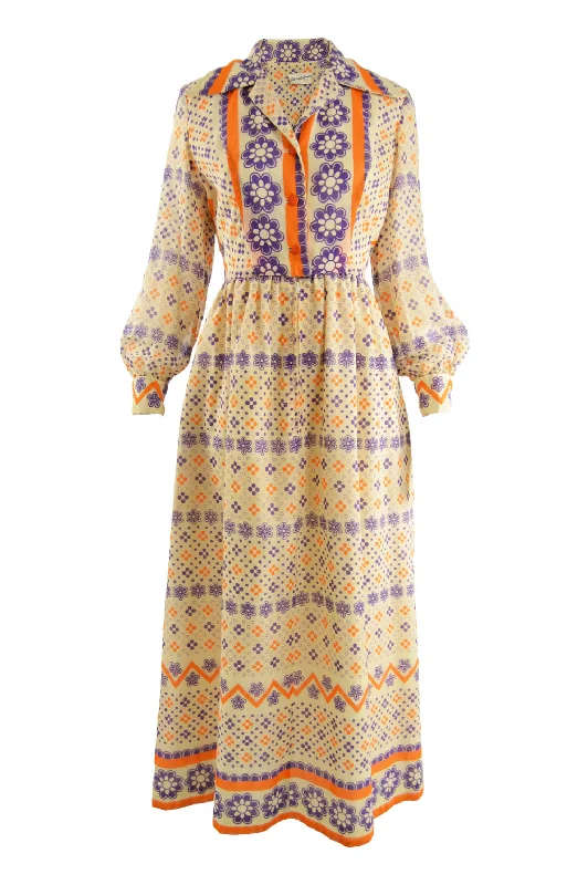 Best Bargains Vintage Cotton Voile Boho Maxi Dress, 1970s