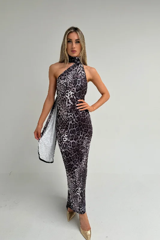Quick Sale Lynne Halter Neck Dress In Leopard Print