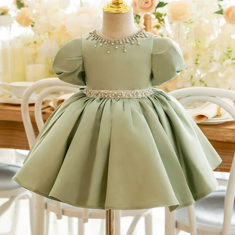 Huge Discounts Little Girls Dress Toddler Green Pearl Communion Formal Princess Birthday Party Dress Huge Discounts Little Girls Dress Toddler Green Pearl Communion Formal Princess Birthday Party Dress