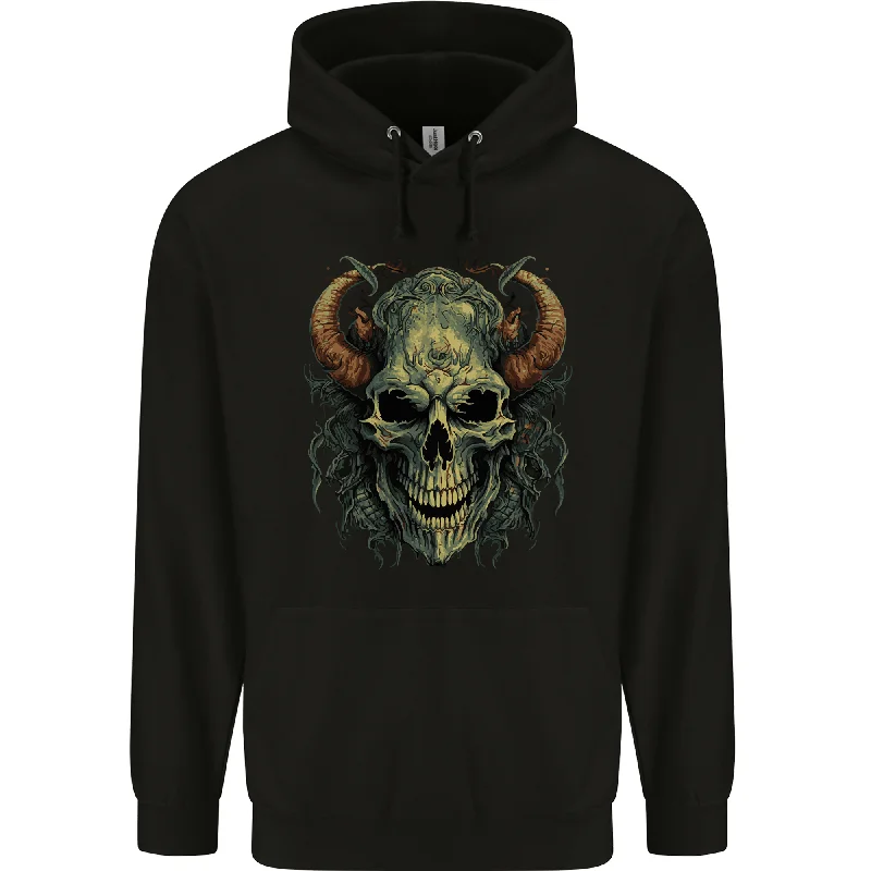 Act Now Devil Skull Demon Grim Reaper Satan Mens 80% Cotton Hoodie