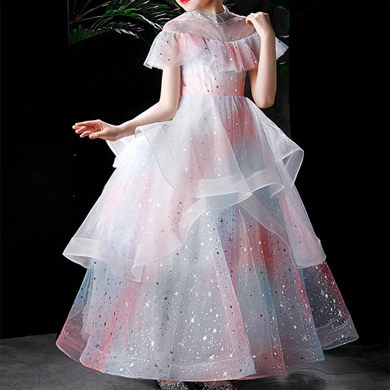 Stock Up and Save Toddler Ball Gowns Girl Rainbow Wedding Pageant Irregular Party Princess Dress