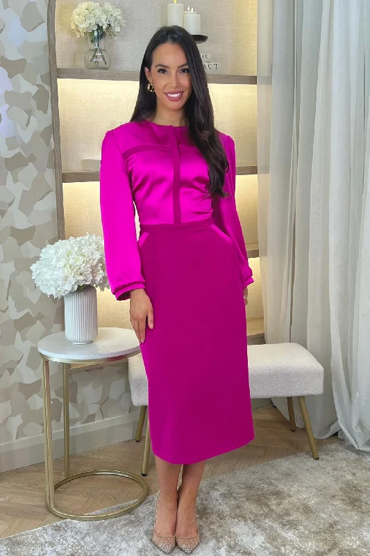 Weekend Special Carla Contrast Detail Dress In Fuchsia