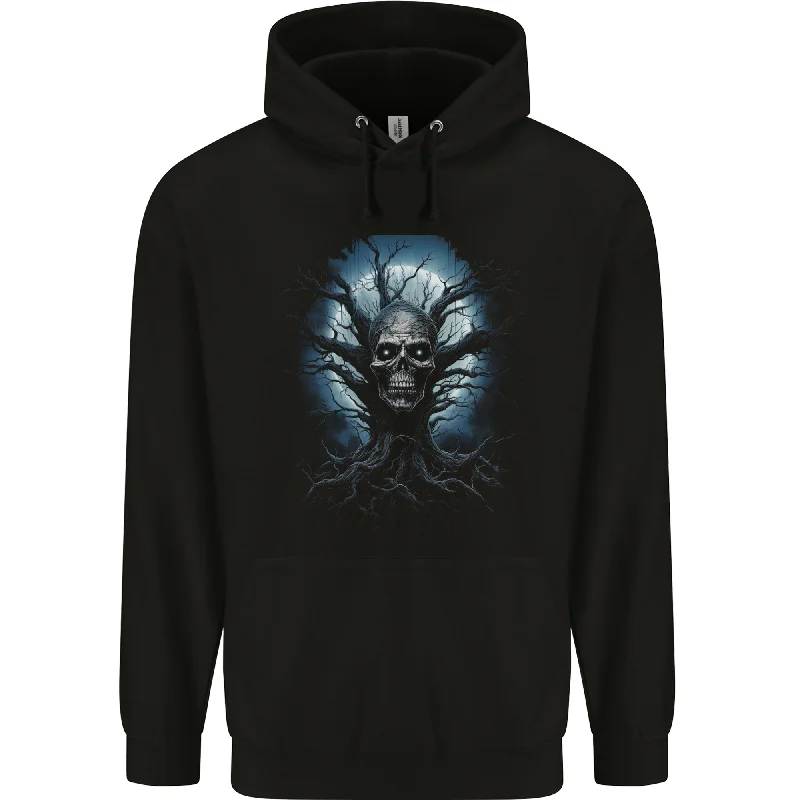 Incredible Offers Death Tree Scary Skull and Moon Mens 80% Cotton Hoodie