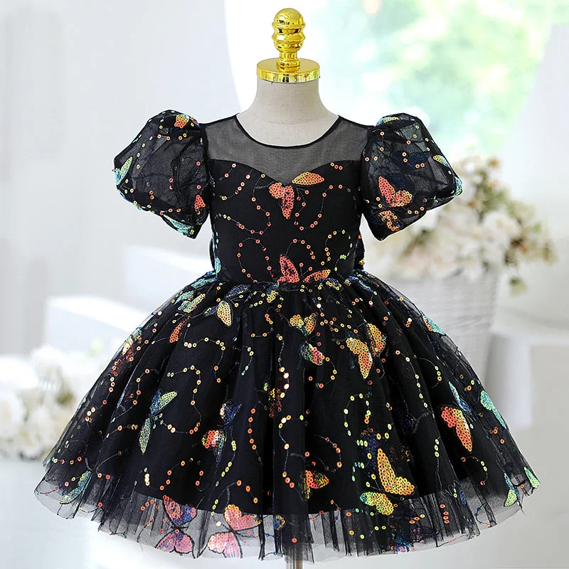 Quick Sale Baby Girl Formal Prom Dresses Toddler Summer Sequins Butterfly Birthday Party Dresses