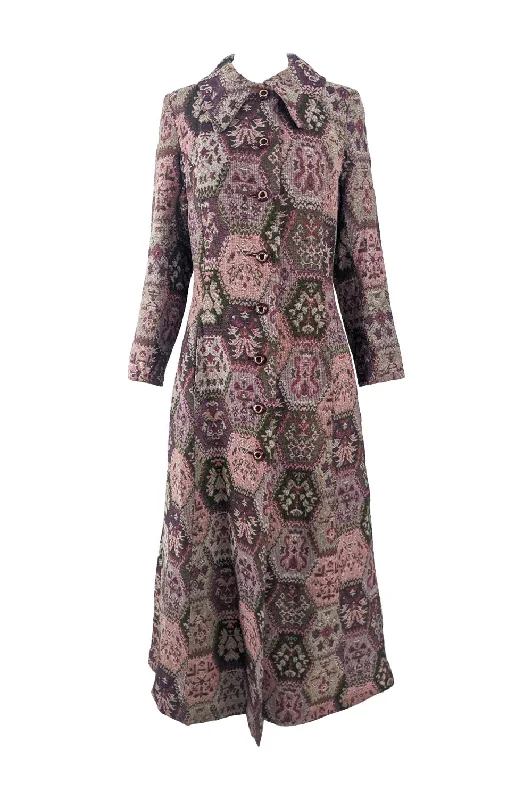 Final Sale Vintage Womens Tapestry Carpet Maxi Coat, 1970s