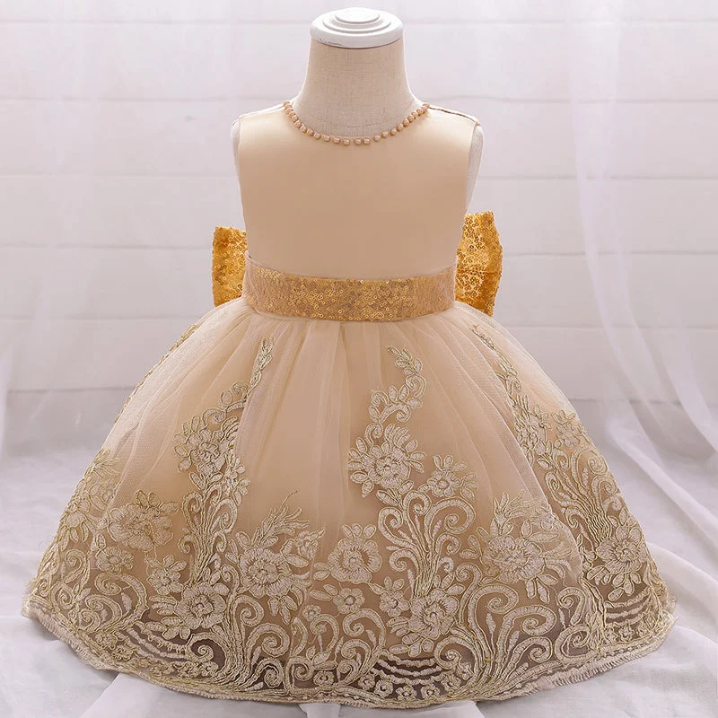Discount Extravaganza Girl Formal Princess Dresses Baby Girl Summer Sleeveless Sequin Bow Embroidered Party Dress