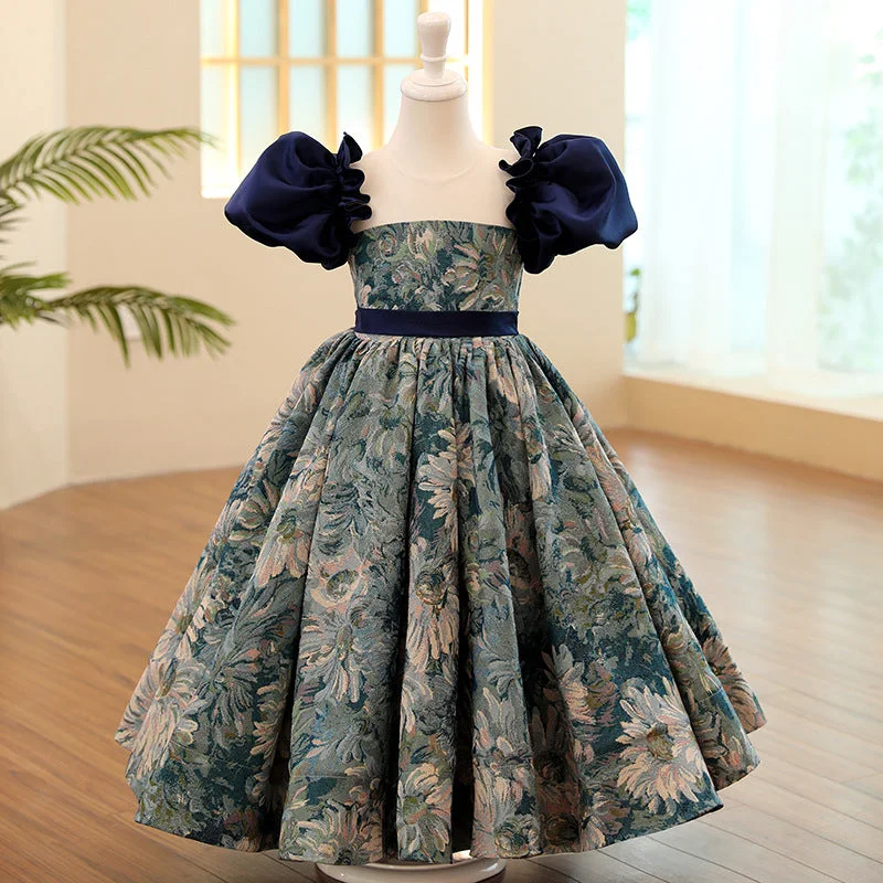 Extra Discounts Toddler First Communion Dress Girl Summer Flower Printing Formal Party Princess Dress