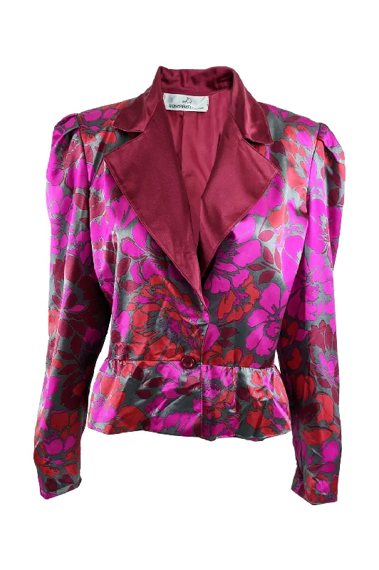 Value Deals Jean Louis Scherrer Vintage Womens Fuchsia Silk Peplum Jacket, 1980s
