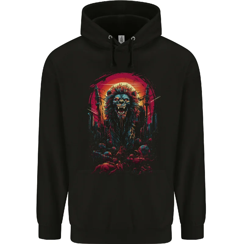 Bargain Prices Demon Lion Zombie Mens 80% Cotton Hoodie
