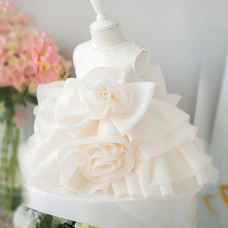 Buy Now Baptism Dresses Baby Girl Summer Elegant Puffy Flower Girl Dress Christening Dress