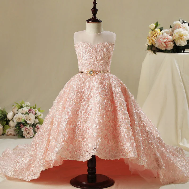 Sale Event Girl Pageant Princess Dress Baby Girl Sweet Tail Sequnis Birthday Party Formal Dress