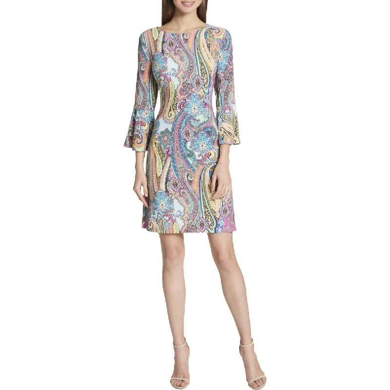 Tommy Hilfiger Womens Paisley Bell Sleeves Wear to Work Dress