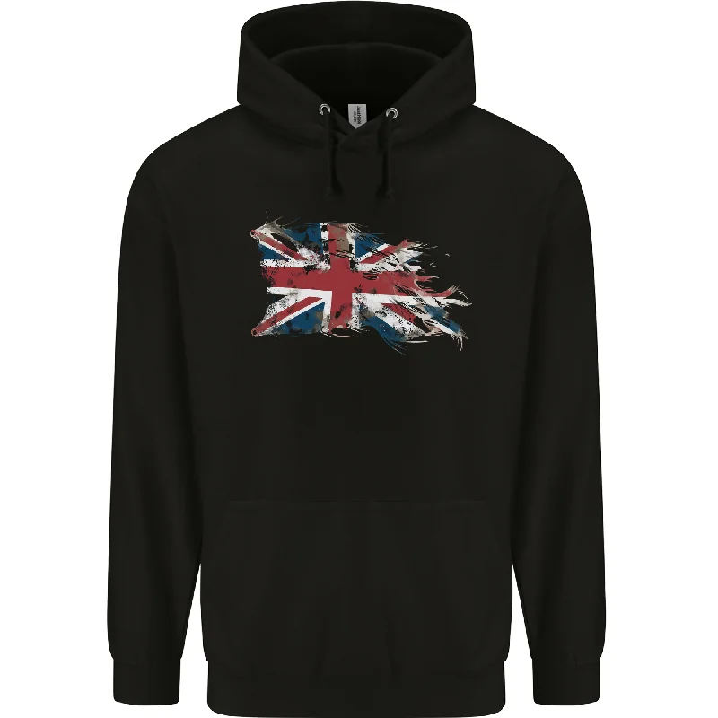 Crazy Deals Distressed Union Jack Flag GB British Mens 80% Cotton Hoodie