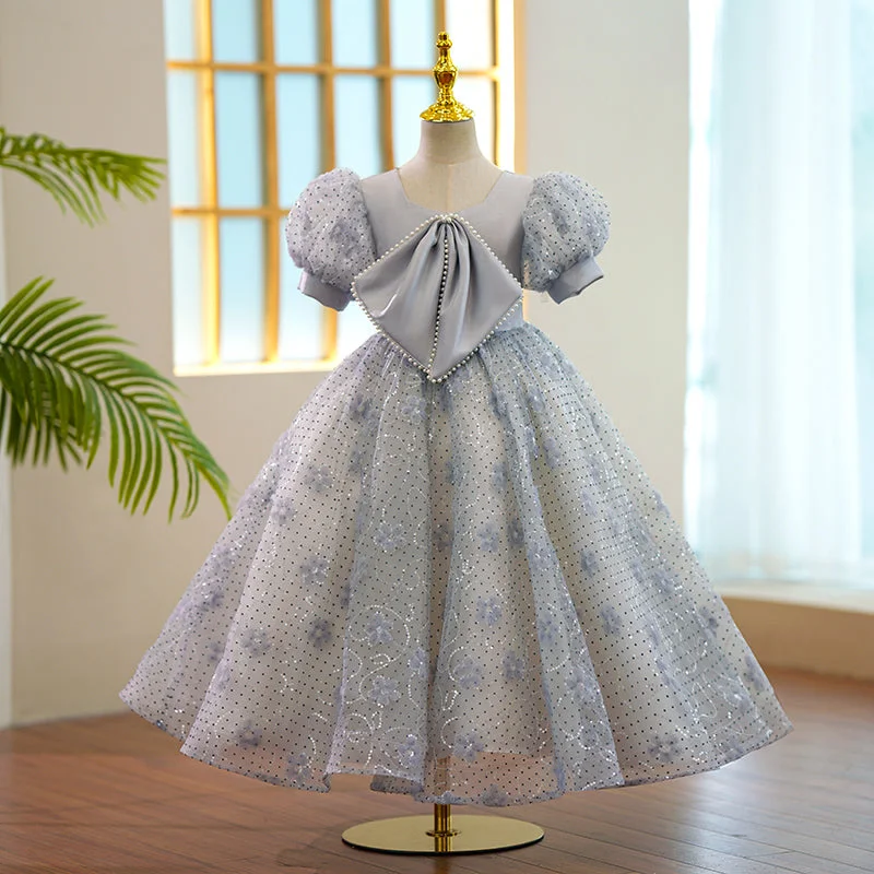 Don't Miss Toddler Prom Dress Girl Luxury Puff Sleeves Grey Bow Puffy Birthday Princess Dress Don't Miss Toddler Prom Dress Girl Luxury Puff Sleeves Grey Bow Puffy Birthday Princess Dress