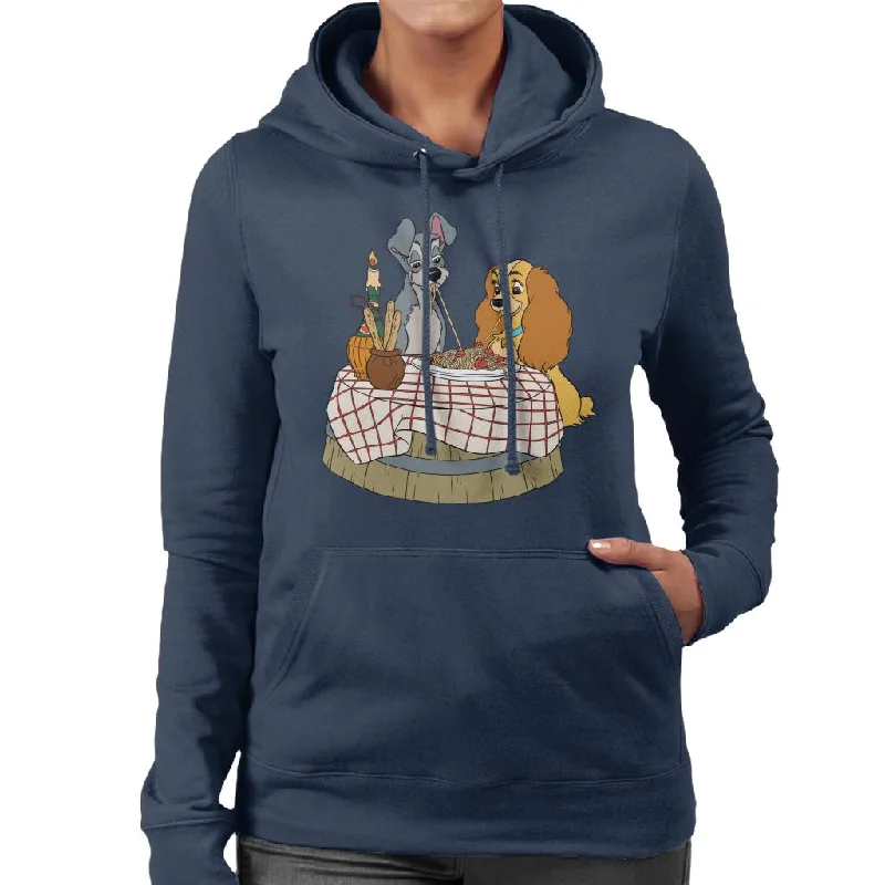 Can't Miss Disney Lady And The Tramp Spaghetti Scene Women's Hooded Sweatshirt